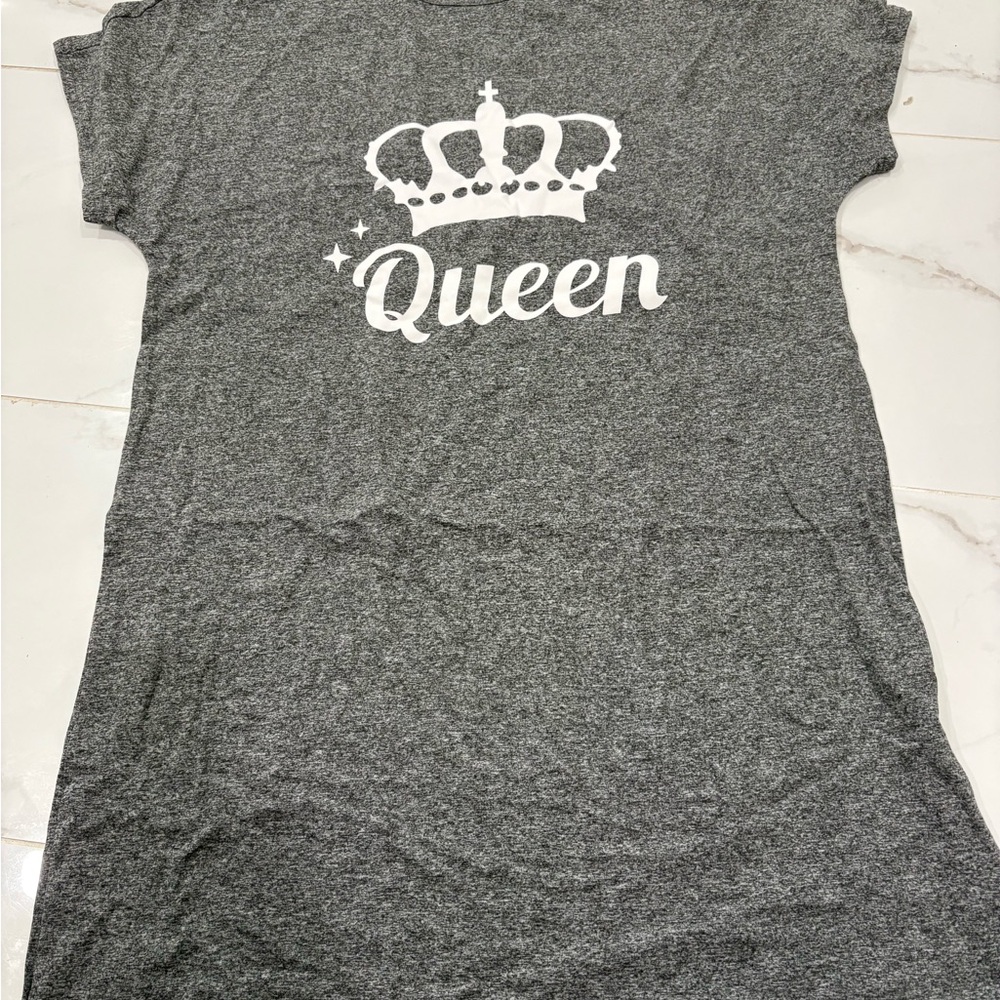 New Gray T-Shirt with Queen Crown Design